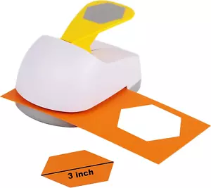 Craft Lever Punch 3 Inch Hexagon Punch DIY Handmade Paper Punch (White 3Inch Hex - Picture 1 of 8