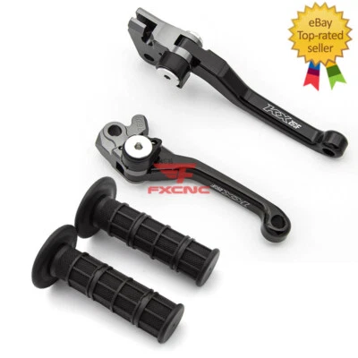 Para Kawasaki KX250F 2005-2012 CNC Palancas de embrague Empuñaduras Logo Dirtbike Negro Foto 1 de 4