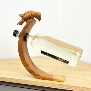Single Wine Bottle Holder Tropical Bird Novelty Balancing Stand Rack Gift Wooden - Picture 1 of 6