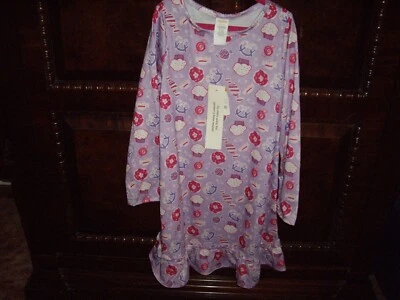 NEW Girls Size M 7-8 Gymboree Purple Nightgown Food Print Cupcakes Pretzels - Image 1 of 3