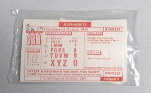 WALTHERS TRAIN DECALS HO ALPHABETS  CONDENSED GOTHIC #5 B-W-10 - Picture 1 of 2