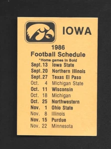 POCKET SPIELPLAN - 1986 IOWA HAWKEYES NCAA FOOTBALL - SPEEDY BEE PRINTING - Bild 1 von 2