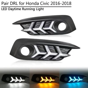 For Honda Civic 2016-2018 DRL Daytime Running Light 3 Color LED Lamp with Turn - Picture 1 of 12