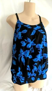 Lands' End Size 6 WOMENS Navy Blue Banded Tankini Swim Top Padded Bra - Picture 1 of 4