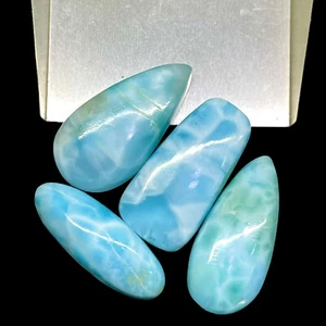 4 Pcs Natural Larimar Cabochons 52.40 Cts | 22-24mm Blue Dominican Mix Shapes - Picture 1 of 8
