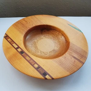 Colorado Art Cuenco Madera Cedro Español EE. UU. Artesanal Marquetería Contemporánea 23cm - Imagen 1 de 23