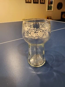 Vintage Pepsi Cola Drinking Glass Fountain Pop Soda Shaped Retro Etched - Picture 1 of 1