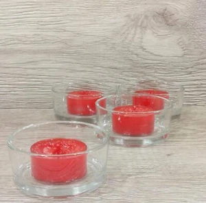 Round 3" Clear Glass Candle Holder Smudging Incense Burner Tea Light Set of 4 - Picture 1 of 9