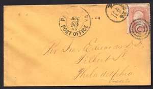 US 1865 POST-CIVIL WAR COVER EARLY PHILADELPHIA POST OFFICE FANCY CANCEL TO CITY - Picture 1 of 2