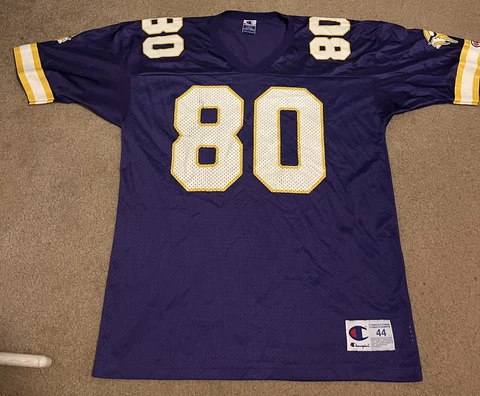 CRISP Vintage Minnesota Vikings Cris Carter Champion Size 44 Large Jersey Cover