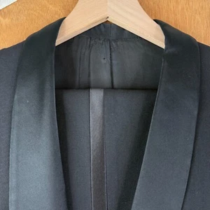 After Six Tuxedo Mens 38R Black Shawl Lapel 1 Button 100% Wool 34x26 Pleated 50s - Picture 1 of 21