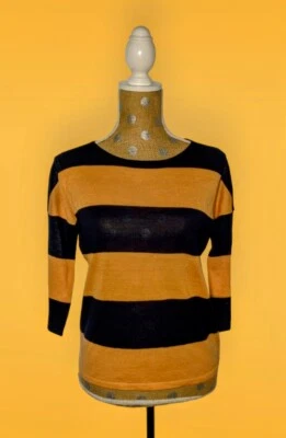 THE LIMITED $49 Striped WOOL BLEND Sweater Top Size XS Navy Blue Yellow NWT - Image 1 of 4
