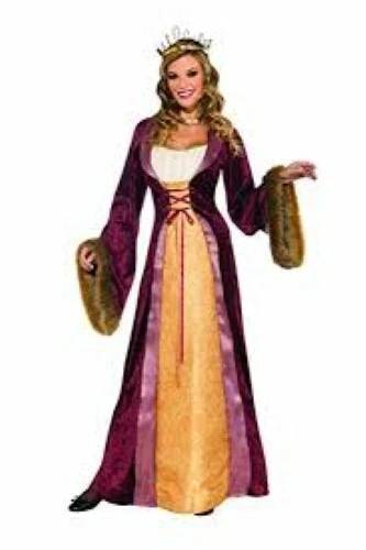 Medieval Renaissance Lady Dress Burgundy Velour Costume Dress W/ Faux Fur Trim - Image 1 of 1