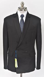 NWT VERSACE JEANS Black Speckled Wool Double Breasted Sport Coat 38 R (EU 48)
