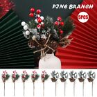 Decor Holly Xmas Tree Pine Branch Cone Berry Fake Snow Frost Artificial Flower