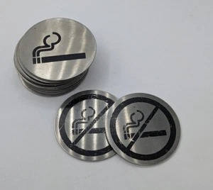 15 uds placa Ø 70 mm prohibición de fumar placa de puerta aluminio aspecto de acero inoxidable - Imagen 1 de 1