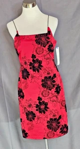 NWT - Almost Famous Red & Black Floral Pattern Spaghetti Strap Cocktail Dress XL - Picture 1 of 2