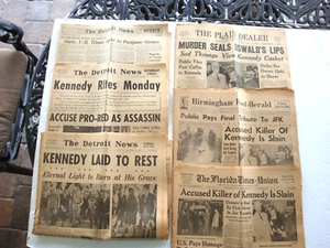 A Lot Of 9 11/23 To 12/8 1963 John F Kennedy Oswald JFK Assassination Newspapers - Picture 1 of 12