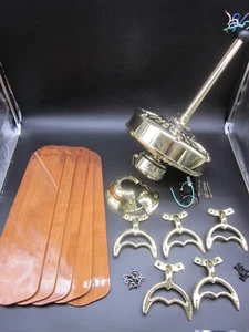 CASABLANCA 14222D Ceiling Fan Shiny Brass TruHang Mount Motor Arms Blades VINT A - Picture 1 of 24