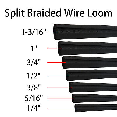 Split Wire Loom Braided Harness Woven Wrap Cord/Hose Management & Organizer Lot • 15.19$