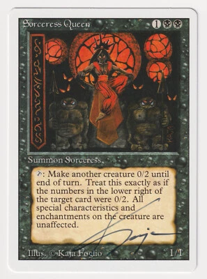 Signed Sorceress Queen Proof NM Revised Artist Kaja Foglio 1994 MTG Magic AP! - Image 1 of 2