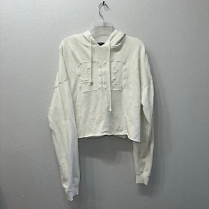 Forever 21 Cropped Lightweight Hoodie Cream Juniors XL - Picture 1 of 3