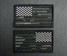 Multicam Black US Flag Embroidered Patch Set USA MC Blk Blackout Reverse FWD REV