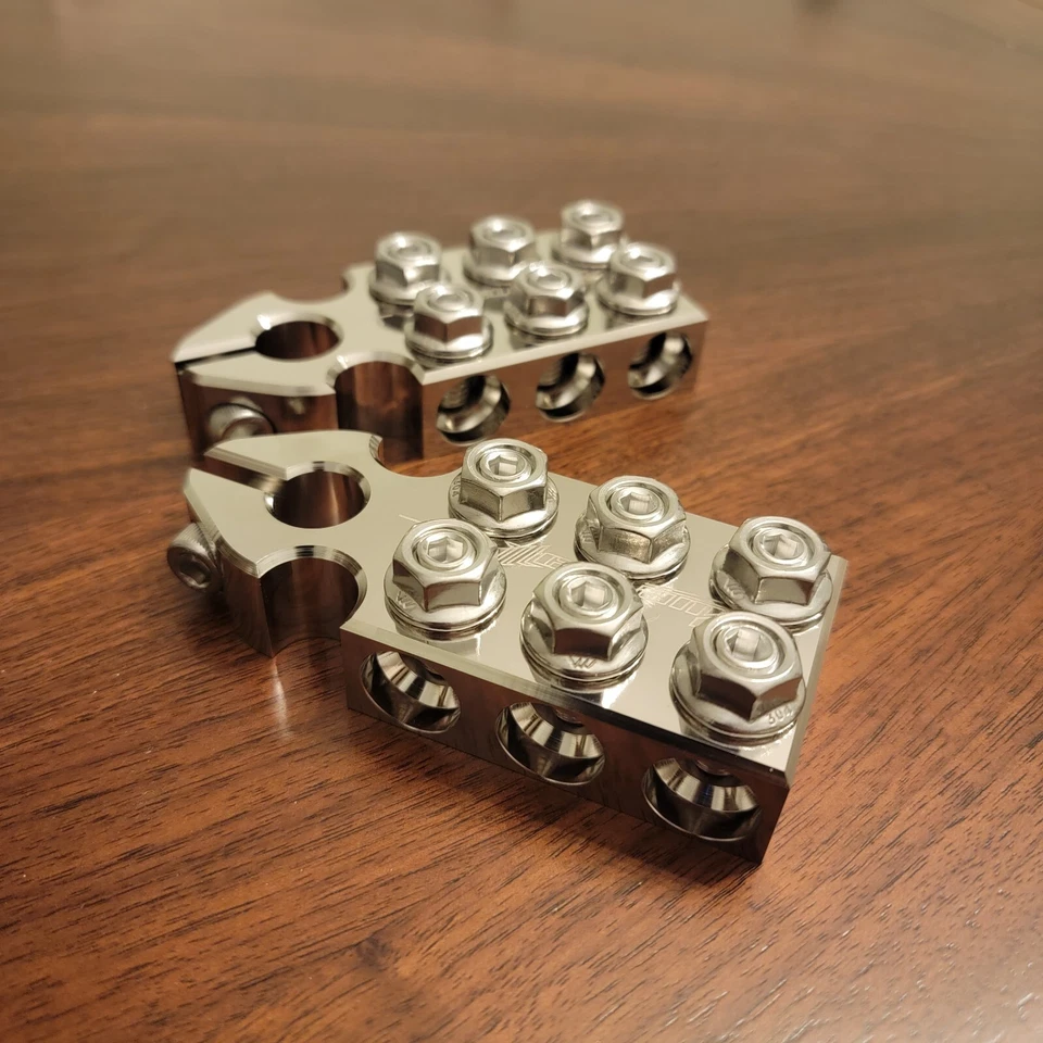 Pair ILL Customz (6) 1/0 Input AND Lug Combo SAE Top Post Battery Terminals - Image 1 of 1