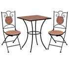3 Pcs Mosaic Bistro Set Metal Frame Garden Table And Chairs Outdoor Furniture