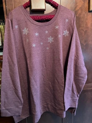 Lane Bryant Sweatshirt Women 26/28 Burgundy  Embellished Sweatshirt NEW WITH TAG - Image 1 of 4