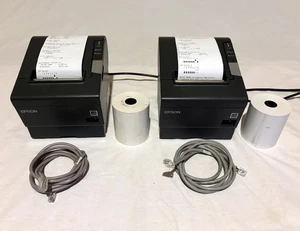 2 Epson M244A TM-T88V USB POS Thermal Receipt Printers Auto Cut, cables + Paper - Picture 1 of 6