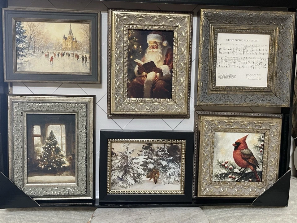 Nuevo con etiquetas Arte de pared de Navidad Petal Lane nuevo lanzamiento nuevo, Santa, árbol de Navidad enmarcado Foto 1 de 4