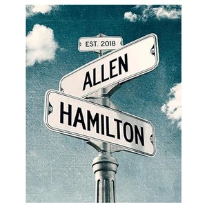 Wedding Name Street Sign Canvas Print, Canvas Vintage Street Sign for Couples - Picture 1 of 5