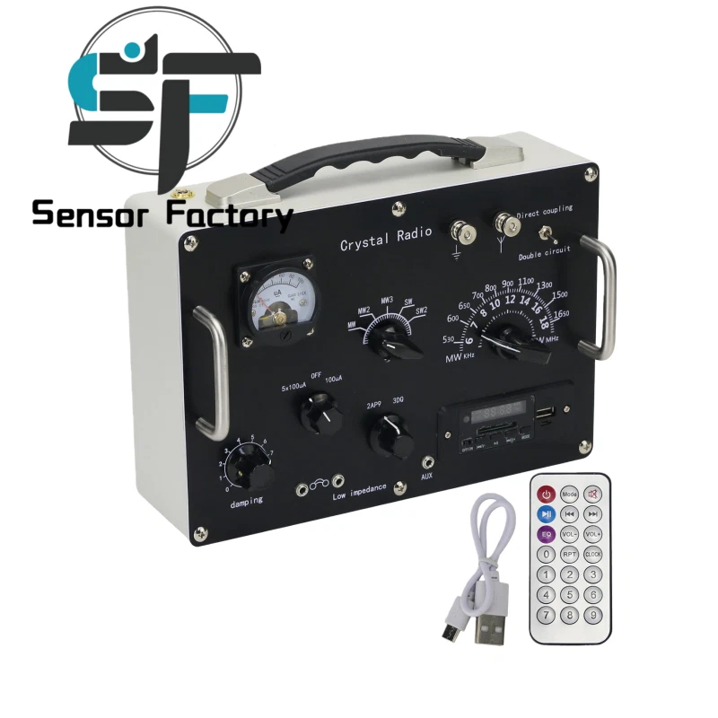 Rádio cristal onda média e ondas curtas rádio FM retrô e módulo reprodutor de música MP3 - Imagem 1 de 4