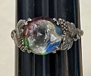 Anello vintage argento sterling topazio mistico misura 5,5 ornato fantasia scintillante - Foto 1 di 7