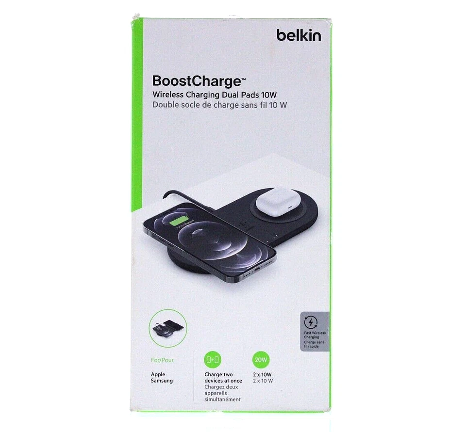 Belkin Dual Wireless Charging Pad 10W Boost Charge. Model WIZ002.
