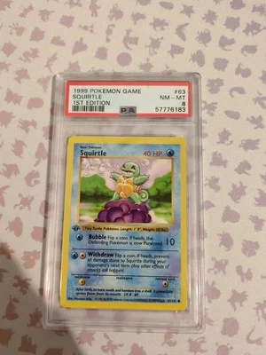 Pokemon PSA 8 Squirtle lst Edition Shadowless Base Set 1999 Card 63/102 - Image 1 of 4