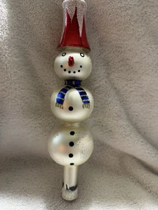 Vintage Mercury Glass 10.5" Snowman Christmas Tree Topper Czech Republic - Picture 1 of 5