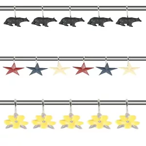 Juego de 12 ganchos para cortinas de ducha disponibles en una variedad de diseños decorativos - Imagen 1 de 8