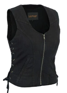 CHALECO VAQUERO NEGRO MOTO MUJER SEÑORA BOLSILLO INTERIOR - MA38 - Imagen 1 de 3