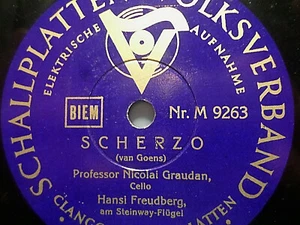 HANSI FREUDBERG / NIKOLAI GRAUDAN "Scherzo / Liebeslied" SVV 78rpm 10" - Picture 1 of 2