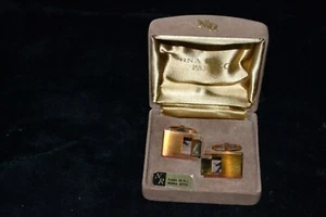 Original-Vintage-Nina Ricci-Paris-Manschettenknöpfen-Herren-Plaque Gold 18ct-Neu - Bild 1 von 7