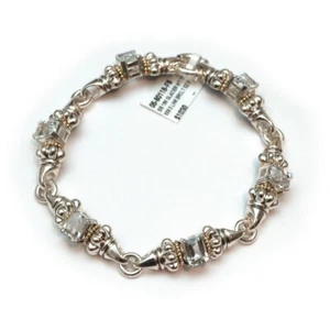 Lagos Neu Silber & 18K Gold Gletscher Weißtopas 8x6mm Gliederarmband Größe XL 8 - Bild 1 von 9
