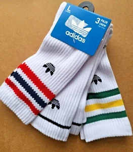 Mens ADIDAS Originals 3-pack Crew Socks trefoil logo Retro Crew socks 3pk - Picture 1 of 16