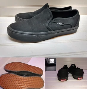 Vans Women 7.5M 38 Black Canvas Athletic Slip On Sneaker Skateboarding Shoes - Picture 1 of 12
