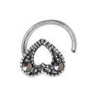 925 Sterling Silver Oxidised Elegant Heart Fancy Nose Pin For Womens & Girls