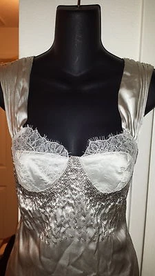 NWOT Silk Patrizia Pepe Silver Embellished Bustier Top Couture Italy sz44 (S) - Image 1 of 4