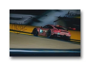CHRISTENSEN, VANTHOOR, ESTRE HAND SIGNED PORSCHE 12X8 PHOTO 2018 LE MANS 9. - Picture 1 of 1