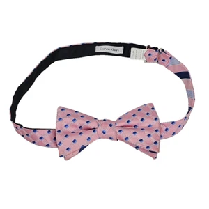 Calvin Klein Mens Bow Tie Guava Pink Blue Pattern Formal Neckwear Accessory - Picture 1 of 2