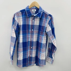 Old Navy Youth Boys XL 14/16 Long Sleeve Plaid Button Down Shirt in Blue/White - Picture 1 of 5